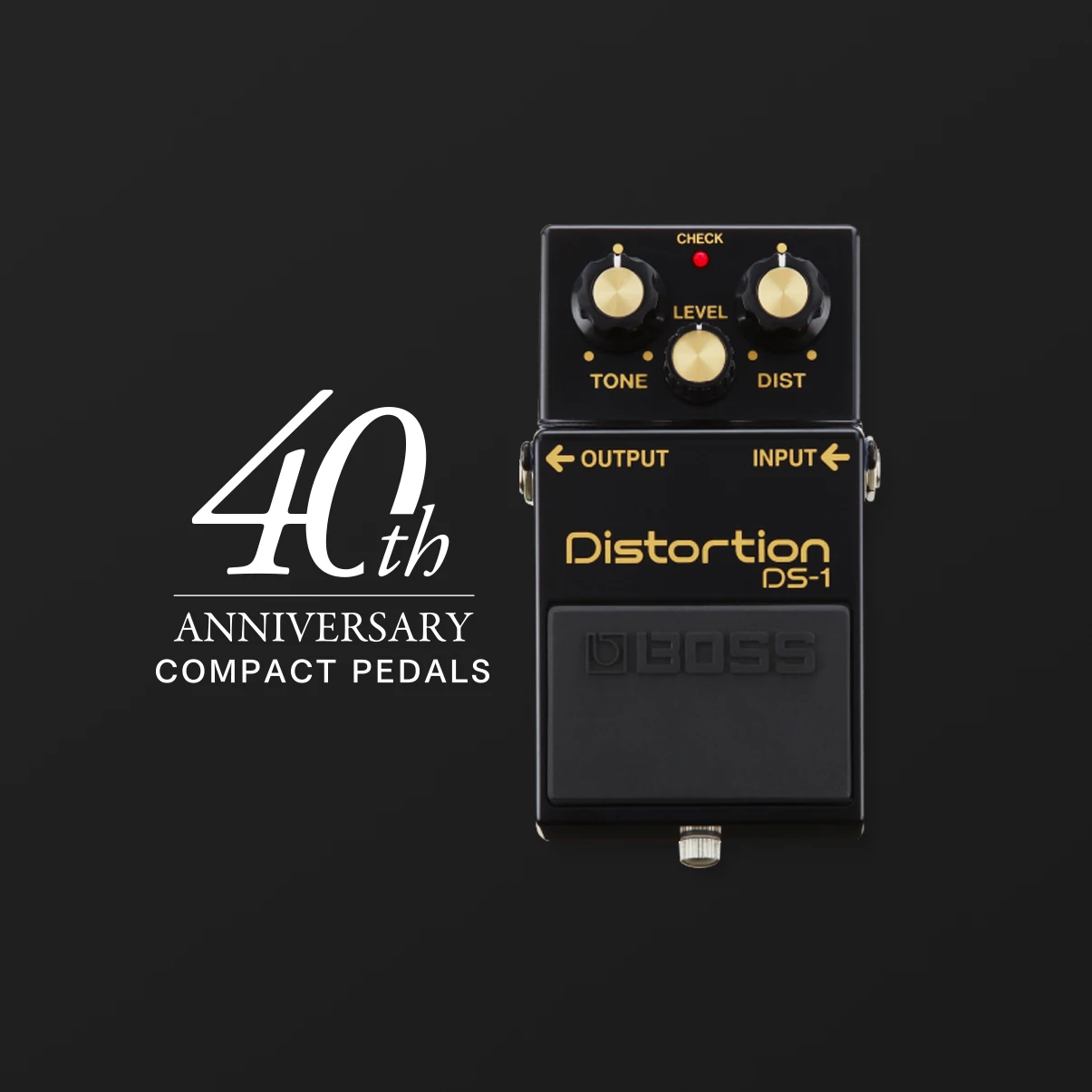 BOSS DS-1 Distortion Guitar Pedal, Black, 40th Anniversary Limited 