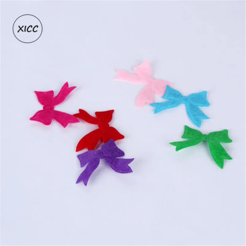 XICC 100PCS Colorful Nonwoven Round Flower Wool Felt Fabric Hair rope DIY Handmade Accessory Sticker Applique Patches Felt Pad