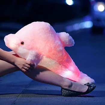 

Big Colorful Glowing dolphin Luminous Plush Toys Kawaii Light Up Led dolphin Toys Doll Kids birthday Gift