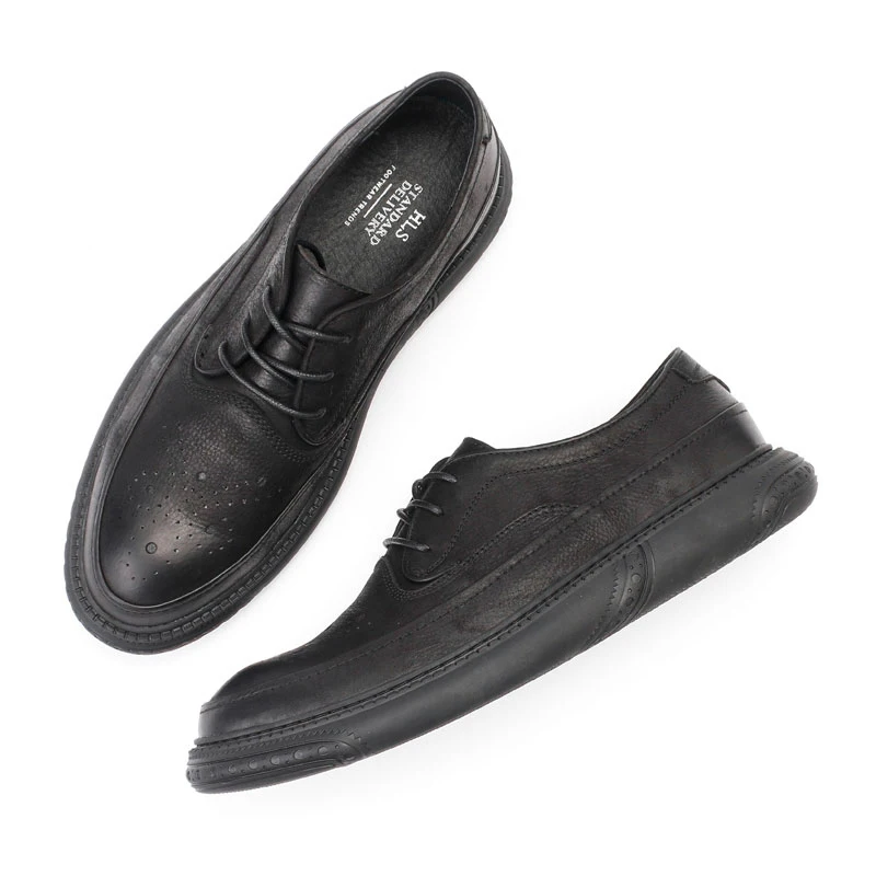 Nueva Zapatos Conducción up Cuero De Black Mycolen Lace Moda Clásico Oficina Vintage Planos Partido brown Casual Para Tallado Brogue Hombre BOdnzx