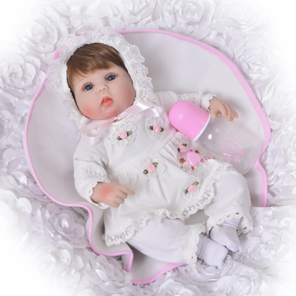 

Realistic 43 cm Princess Reborn Babies Girl Toy Silicone Body Babies Doll Lifelike 17'' Reborn Boneca Movie bebe Birthday Gift