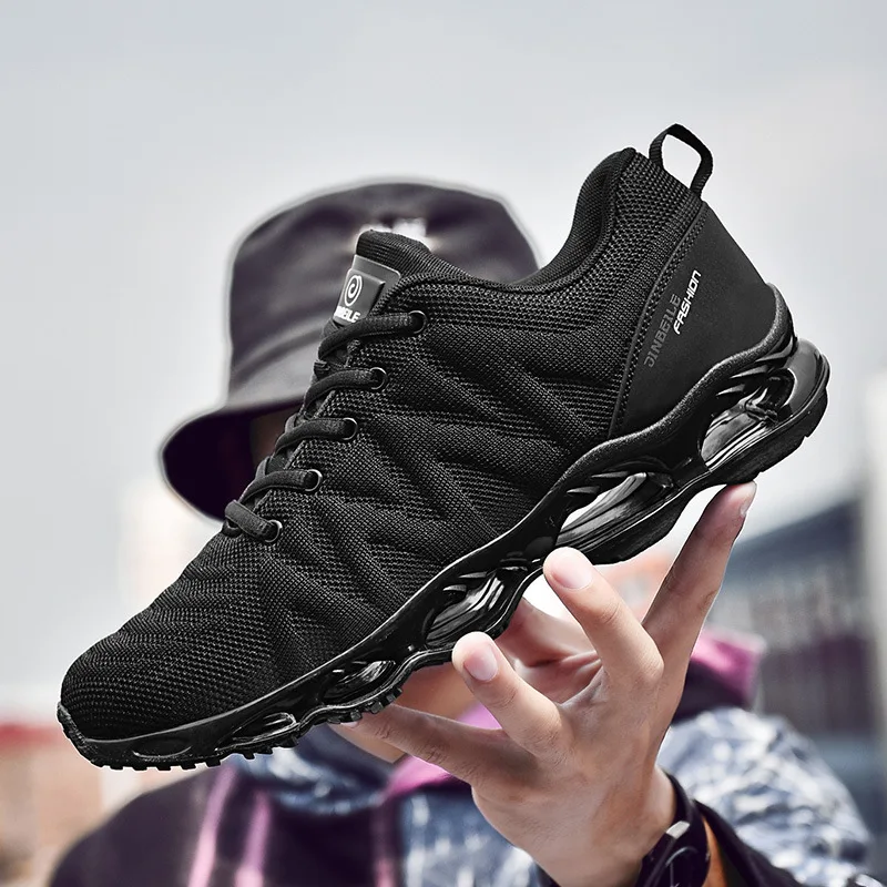 JINBEILEE Men's Shock Absorption Breathable Flying Woven Blade Sneakers Casual Tide Shoes Mesh Walking Shoes