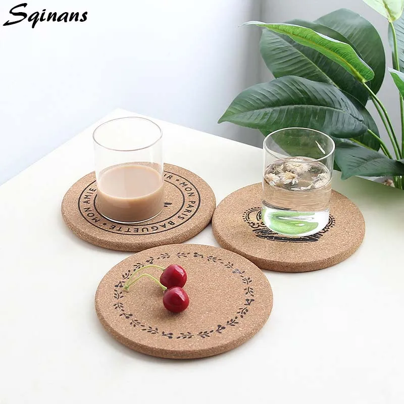 Sqinans Natural Cork Coasters Cup Mat Tea Coffee Mug posavasos Drink Coasters Table Mat Kitchen Placemat Drink onderzetters 1PC