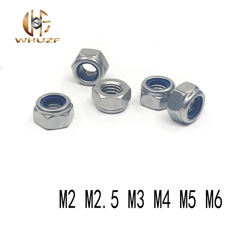 

20pcs DIN985 M2 M2.5 M3 M4 M5 M6 carbon Steel Nylon Insert Hex Lock Nuts A2 Hexagon Nyloc Self Locking Nut