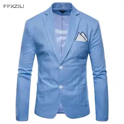 FFXZSJ мужской 2018 льняной дышащий однобортный Пиджак Приталенный мужской костюм пальто Бизнес Свадьба плюс размер 4XL белый красный