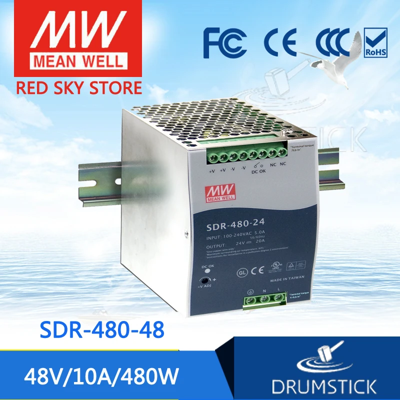 Redsky1 Hot! MEAN WELL original SDR-480-48 48V 10A meanwell SDR-480 48V 480W Single Output Industrial DIN RAIL with PFC Function