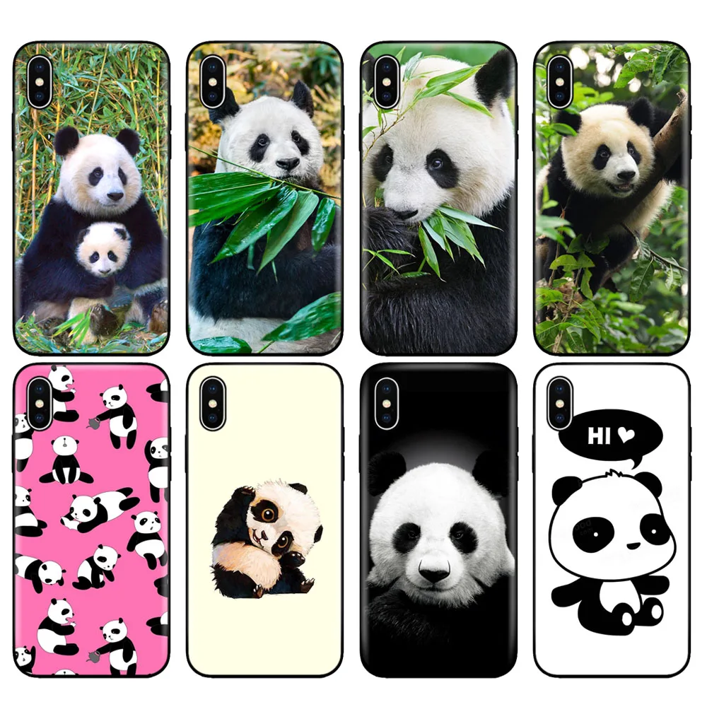 Custodia In Tpu Nero Per Iphone 5 5S Se 2020 6 6S 7 8 Plus X 10 Custodia Per Iphone Xr Xs 11 Pro Max Custodia Lovely Panda Cinese