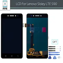 Original LCD Screen For Lenovo Sisley LTE S90 LCD Display Touch Screen Digitizer Glass Pantalla Replacement Assembly Black White