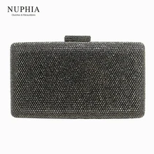 Nophia большой размер вечерняя жесткая коробка клатч кристалл клатчи и вечерние сумки серый/черный/золотой