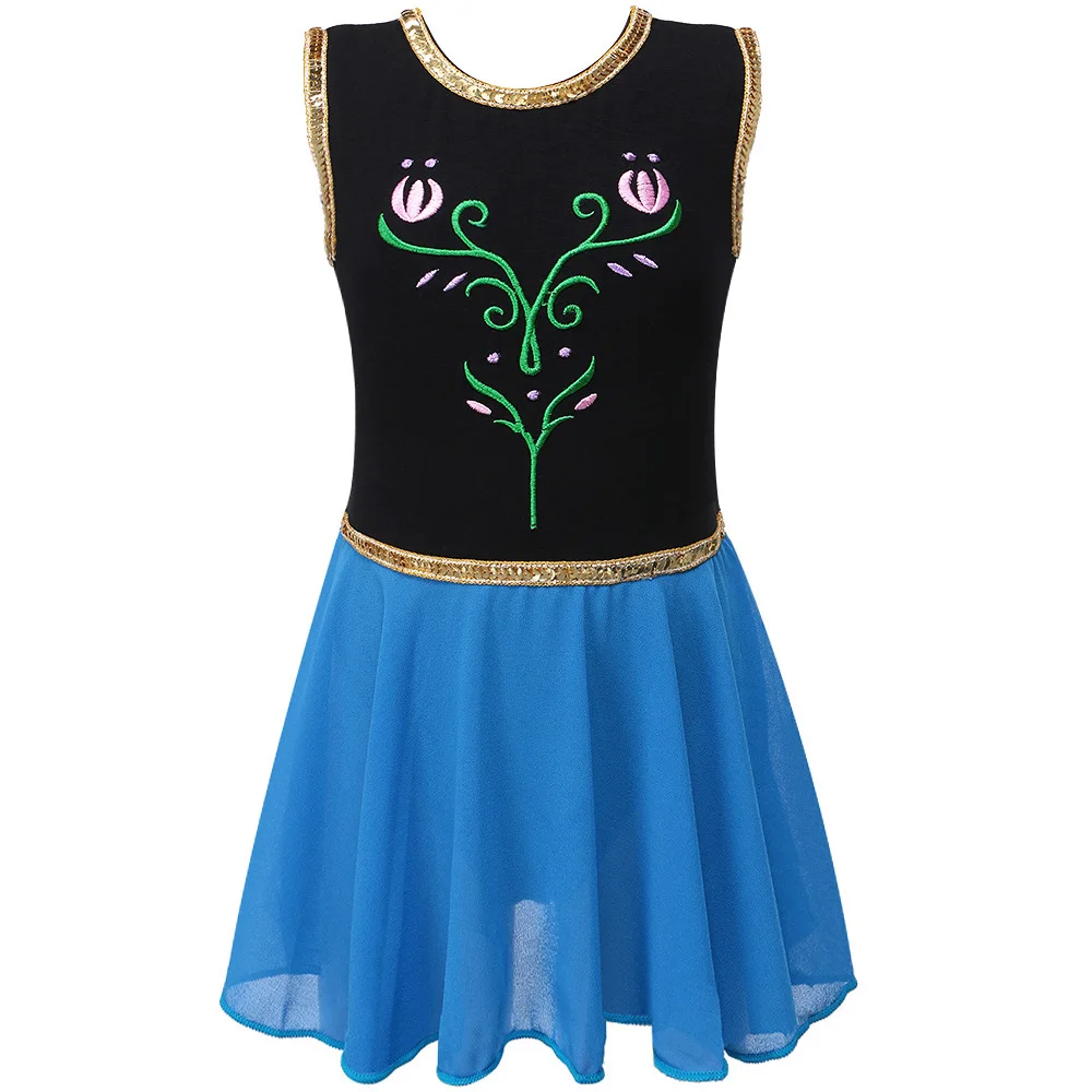 

BAOHULU 3-12 Years Girls Sleeveless Gymnastics Leotard Girl Embroidered Ballet Dance Costume Kids Elsa Dress Ballet Leotards