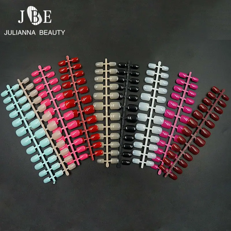 

120pcs Short False Nails 12 Color Fake Nails ABS Artificial Finger Tips Press On Short Square Nail Art Decorations Made up