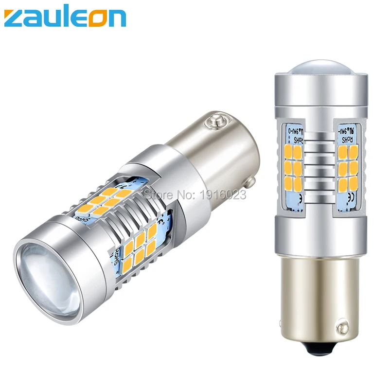 Zauleon 2 шт. 1156 1157 P21W P21/5 Вт 805 лм светодиодный указатель поворота BAU15S PY21W Желтый Янтарный светодиодный светильник для парковки автомобиля