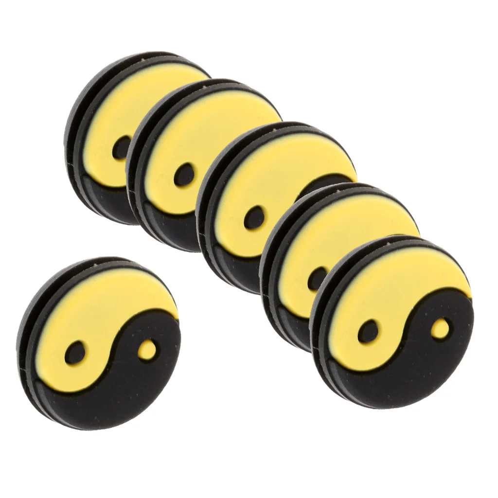 6 Pieces Yin Yang Tennis Racquet Vibration Dampener Shock Absorbers Set Gift for Golf Learner Accessories