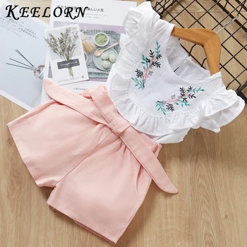 

Keelorn Girls Suits 2020 Children Clothes Fashion Kids Clothing Sets Summer short Sleeve T-Shirt+Pant Dress 2Pcs Clothes Suits