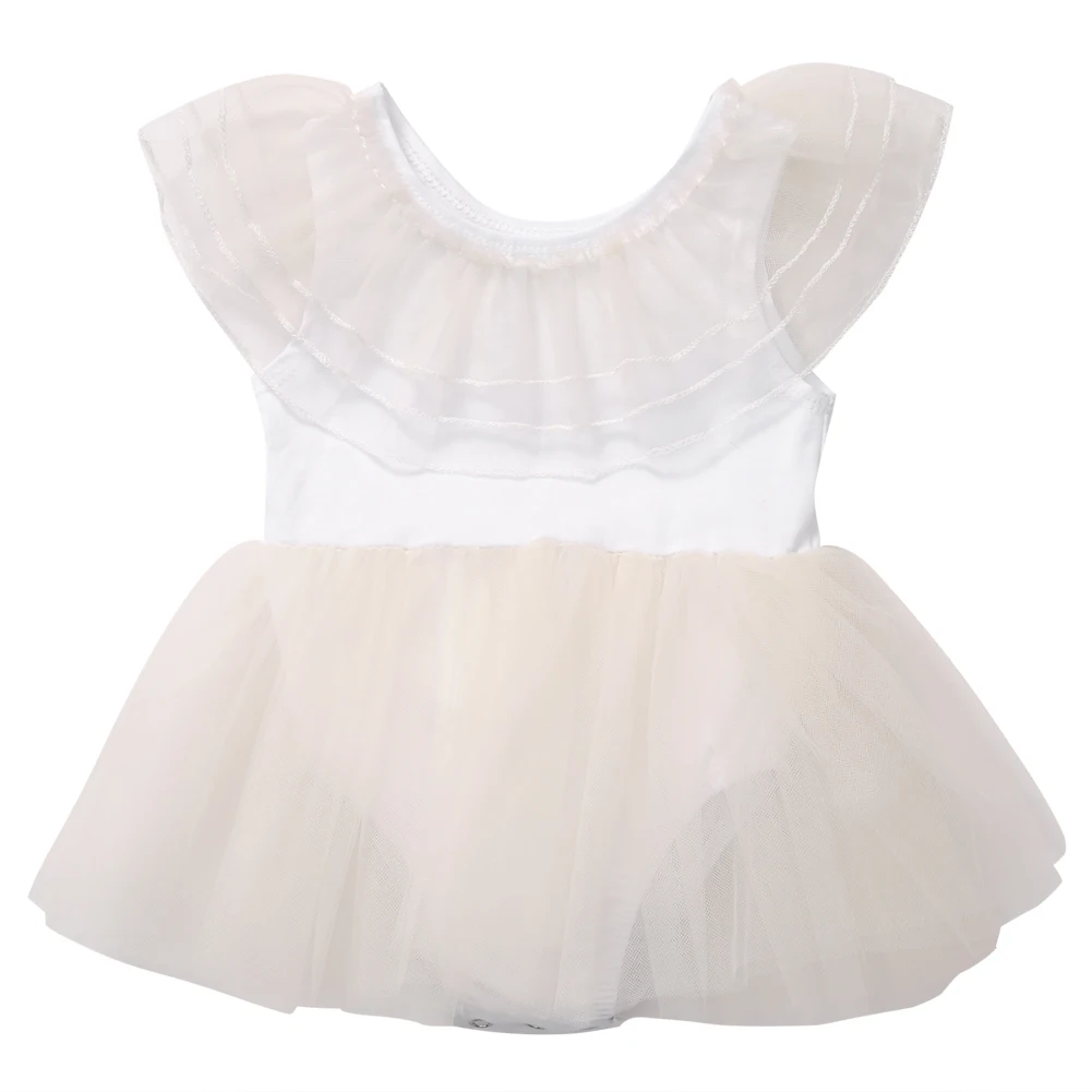 2017 casual cotton o neck beige Dress Kids Infant Baby Girl White Dress Playsuit Princess Party