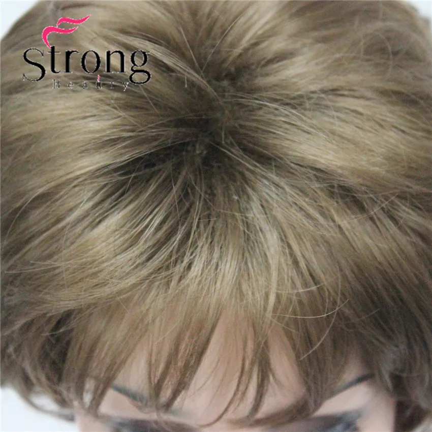 E-7125 #12New Wavy Curly Wig Light Reddish Brown Short Synthetic Hair Full Women's Wigs (7)