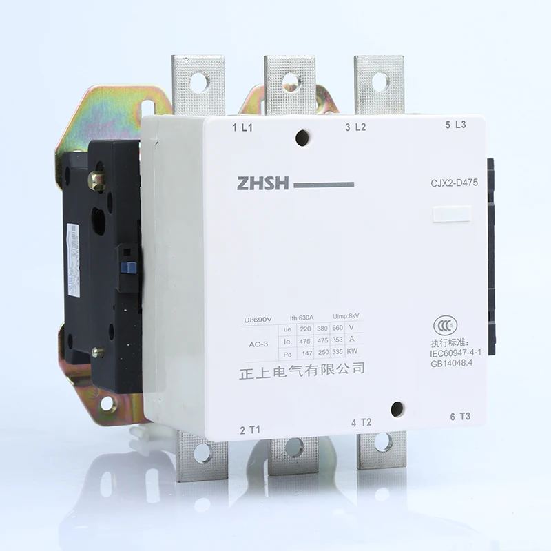 

475A heavy current AC Contactor 3pin household motor controller CJX2-D475 switches rail modular contactor coil voltage 220/380V
