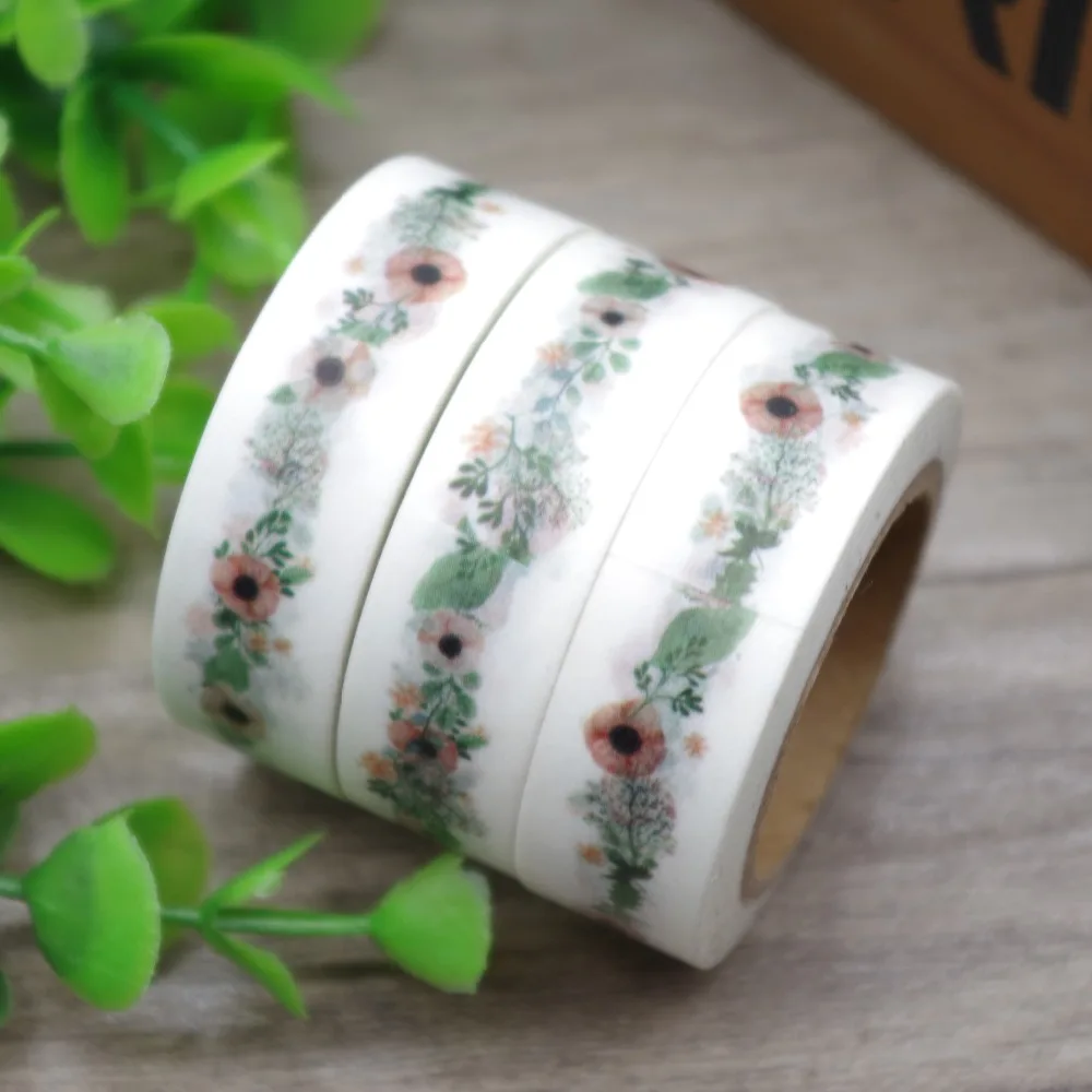 2017 New 1x Floral Washi Tape Decorative Adhesive Tape for Scrapbooking