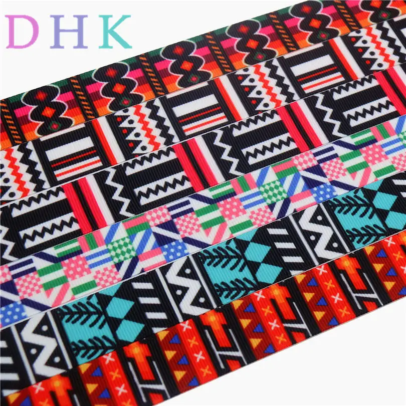 DHK 7/8'' Free Shipping Geometrical Plaid Printed Grosgrain Ribbon Accessory Material Headwear DIY Decoration 22mm S743 | Дом и сад