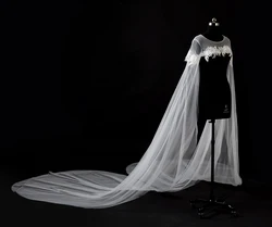 Hot Sale Lace Appliques Bridal Boleros Wedding Jackets for Women Bride Wrap with Long Veils Free Shipping