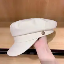 Женская шапка в стиле милитари, имитация воловьей кожи, Кепка в стиле милитари, женская кепка с плоским верхом, Черная кепка, модные зимние шляпы для женщин, головные уборы Newsboy