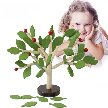 

Learning Educational Toys Creative DIY Puzzle Game Building Trees Kids Montessori Wooden 3D Puzzle Toy For Children Play Gift