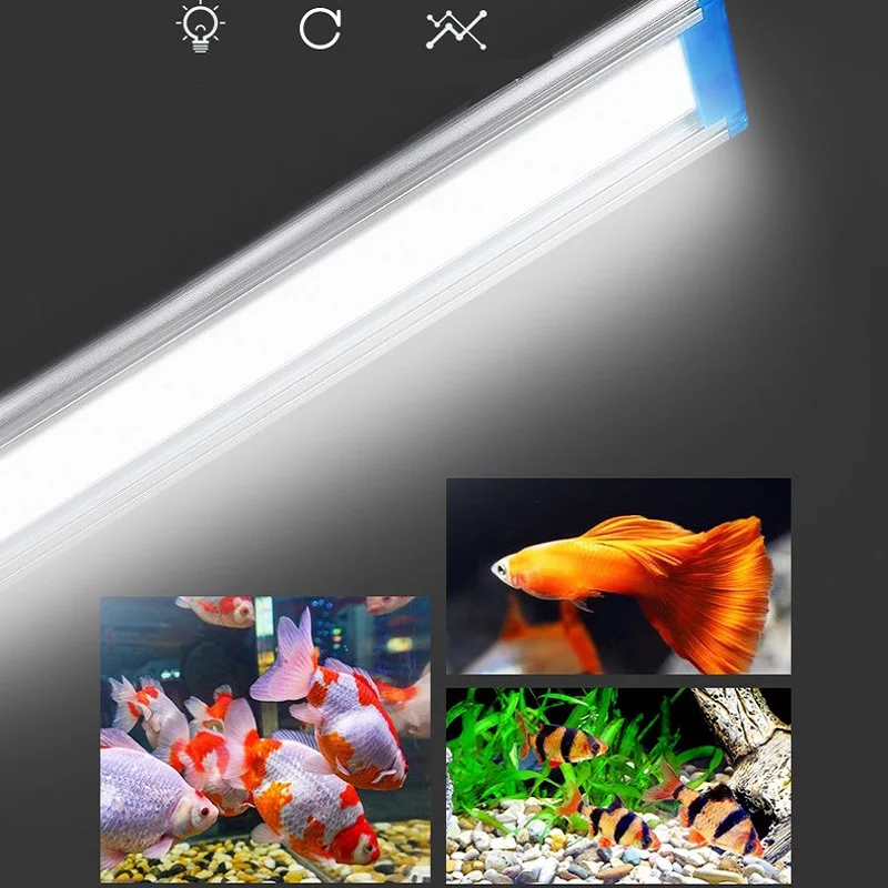 LED Aquarium Light, White Super Bright Fish Tank Aquarium LED Strip Light Waterproof Aluminum Lighting For Quarium, Fish Tank