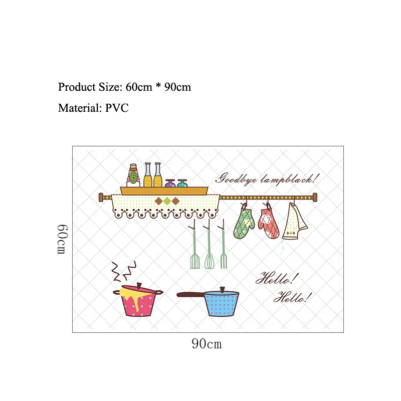 Cartoon kitchen pattern Anti-oil kitchen Wall Stickers Antifouling home decoration Mural Decals Wallpaper kitchen Tile sticker