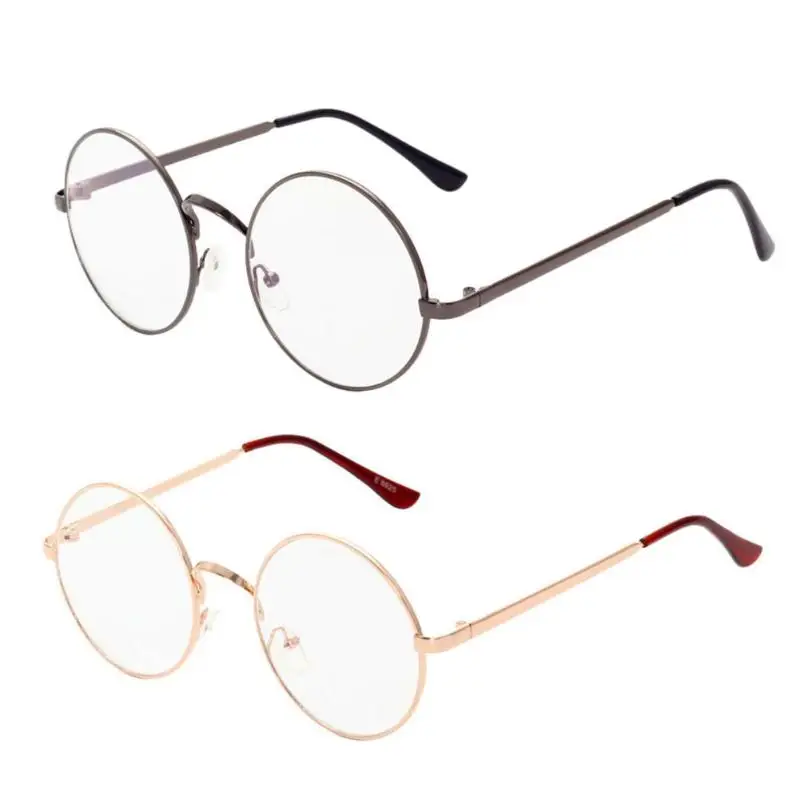 Унисекс, Ретро стиль, круглая металлическая оправа, простые очки, очки, радиационная защита, прозрачные линзы, очки унисекс, Модные Винтажные Очки