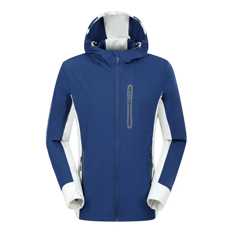 Мужская быстросохнущая ветрозащитная куртка для пешего туризма, пальто из Джерси, верхняя ветровка, весна, осень, лето, бег, бег, кемпинг, Велоспорт - Цвет: Deep Blue