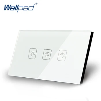 

3 Gang 1 Way US/AU Standard Wallpad Touch Switch Touch Screen Light Switch White Crystal Glass Panel Free Shipping