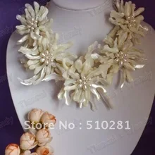 Модные вечерние Ювелирные изделия из жемчуга-Большой Цветок Пресноводного Жемчуга Цепочки и ожерелья