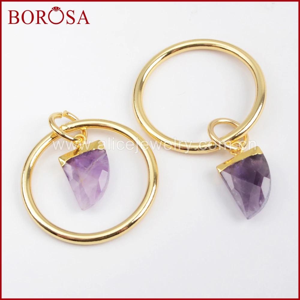 BOROSA Стильный золотой цвет сырой многоцветный камень круг Подвески бусины