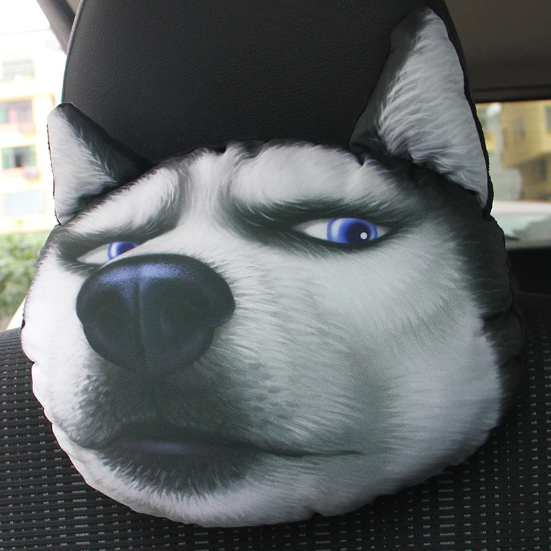 

Car Seat Pillow Neck Cushion Cartoon Animals Dog & Cat Face Headrest Rest 3D Head Pad Doge Nap Support TZ004