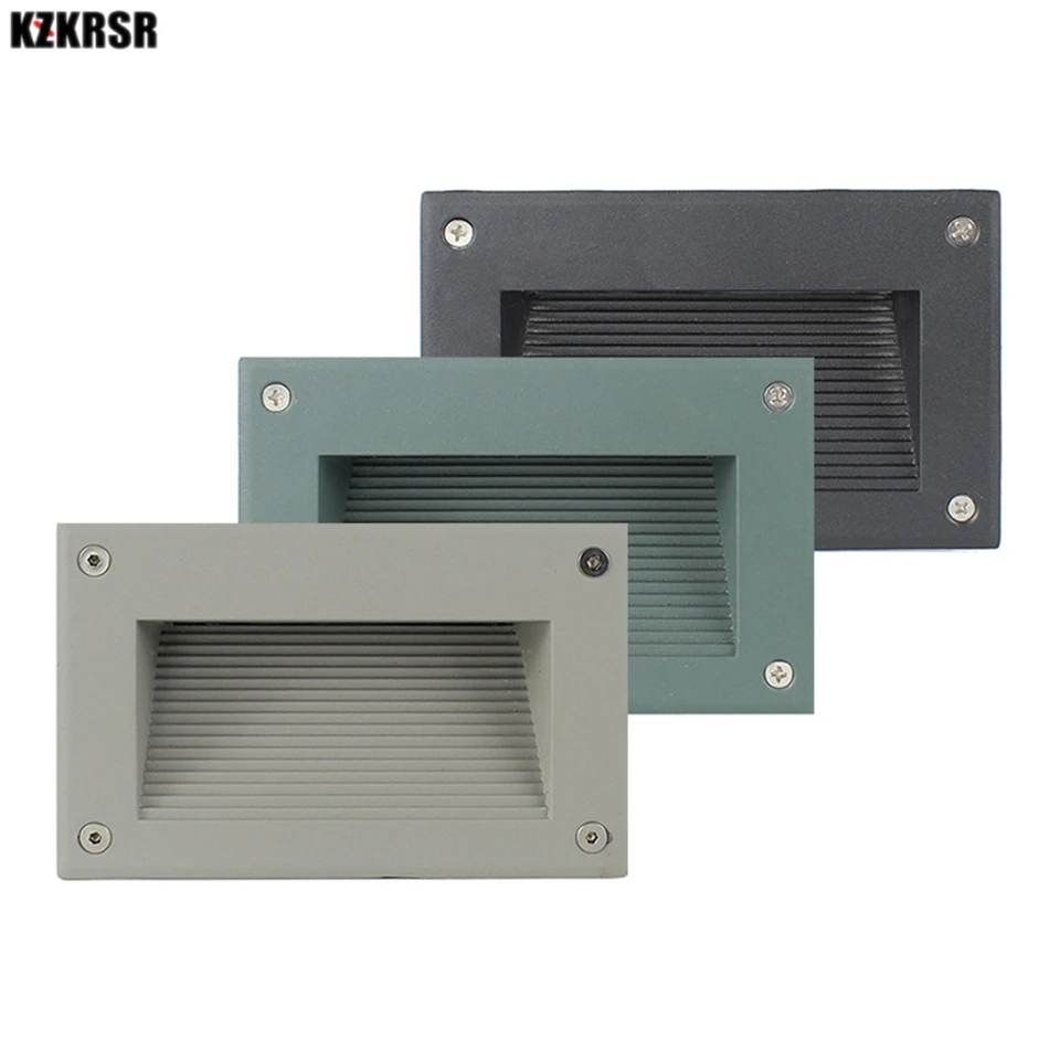 

KZKRSR AC85V-265V Led Wall Corner Lamp 3W LED Recessed Step Stair Light Waterproof Basement Porch Pathway LED Underground Light
