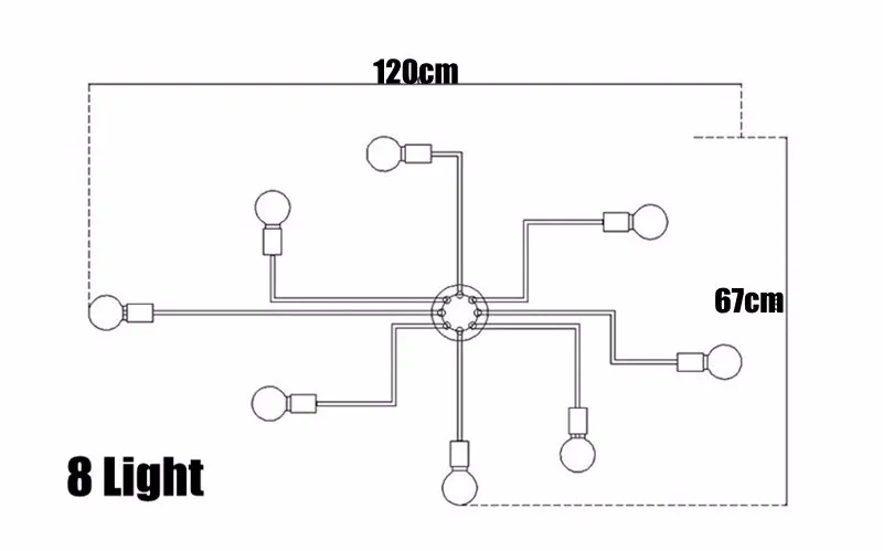 8 Arm Лофт винтажный светодиодный потолочный светильник простой дизайн индивидуальность Ретро украшение для дома и магазина E27 Светодиодный