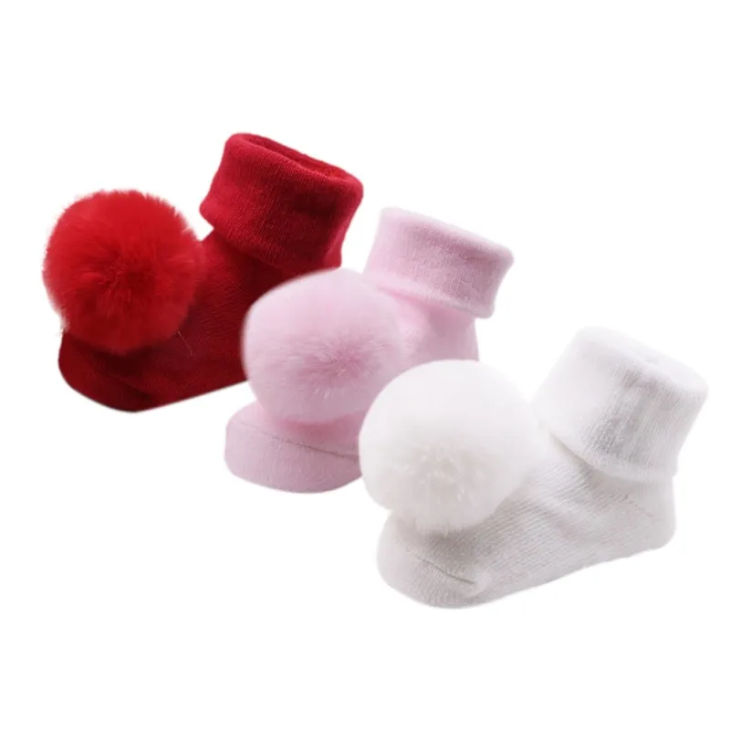

Hair Ball High Tube Cotton Socks Baby Dispensing Slip Cotton Socks Girls Boys Anti Slip Baby Winter Socks Children Socks Stylish