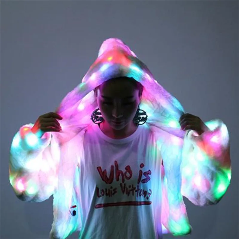 Colorful LED Light Up font b Women b font Suit Flashing Ballroom Costume Party Dance Wear