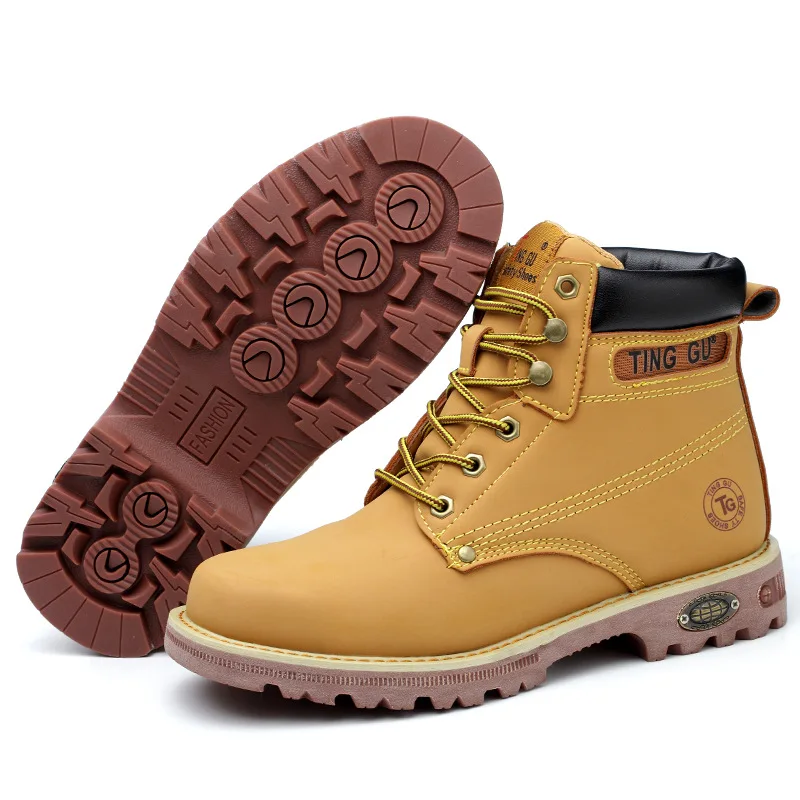 Winter Men Shoes Work Safety Boot Men Safety Shoes Military Boots Yellow Steel Toe Tactical Desert Combat Ankle Boots Footwear