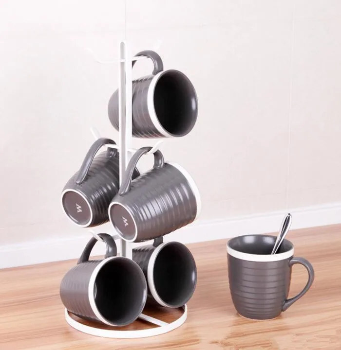 

High quality 3 Layers tree Shape metal Coffee Tea Cup Storage rack Kitchen Mug Hanging Display Rack Drinkware storage Shelf