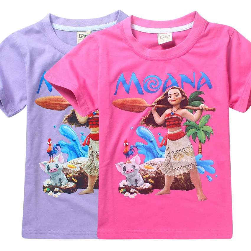 

Girls T-shirt Moana Cartoon Printed Tee Baby Girls Ruffle Raglan New Year Spring Summer T-shirt Children Shirts Top