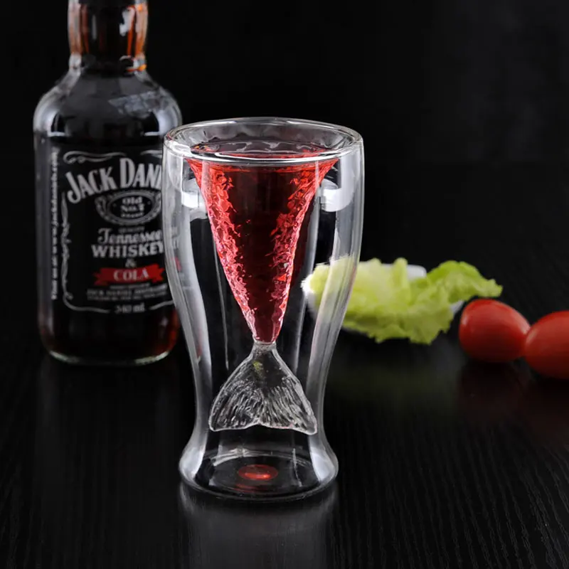 Креативная Хрустальная Русалочка, прозрачная стеклянная чашка с хвостом, практичная креативная чашка для вина, термостойкие стеклянные чашки DA