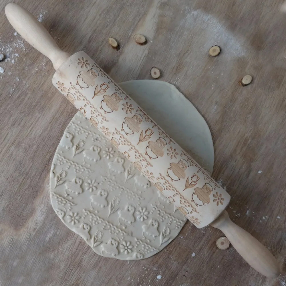 2018-New-Easter-Animal-Flower-Egg-pattern-Embossing-Rolling-Pin-Baking-Cookies-Noodle-Biscuit-Fondant-Cake (1)