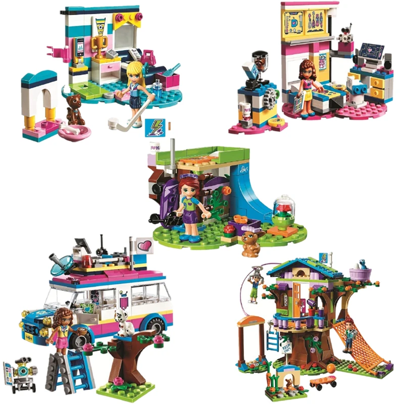 

Pink Dream Princess Series Building Blocks Sets Girl House dolls Compatible legoings friends Christmas House architecture gifts
