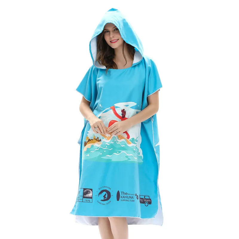 Микрофибра, камуфляжное пончо для серфинга, анти-УФ, пляжный гидрокостюм для серфинга, купальные халаты, быстросохнущее пляжное полотенце с капюшоном - Цвет: code 7