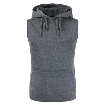 

Summer New Brand Sleeveless Shirt Casual Fashion Hooded Tank Top Men Outwear Fitted Slim Vests