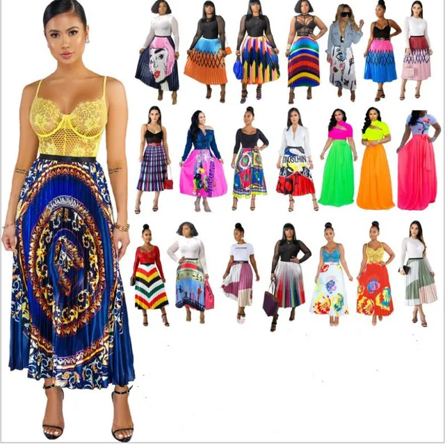 

22 Best-selling, Uniquely Styled Printed Pleated Skirts with Pleated Skirts. Satin Making Casual Summer