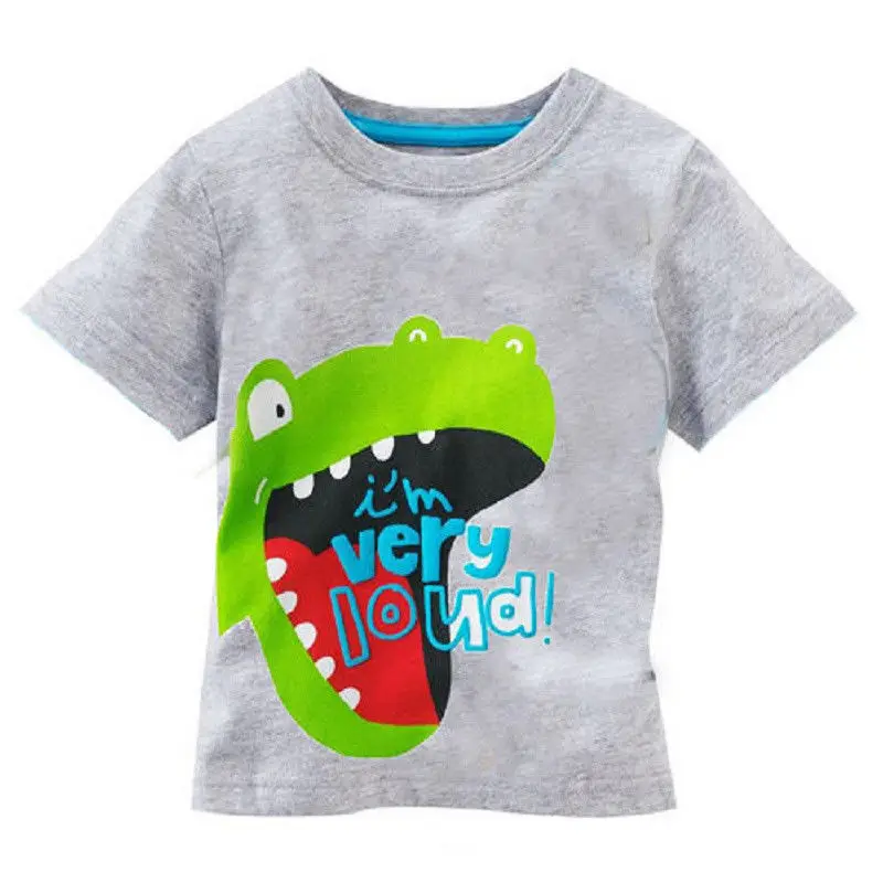 pudcoco/Лидер продаж, пуловеры с короткими рукавами и рисунком для маленьких детей, хлопковые топы для мальчиков, футболки, одежда, От 1 до 6 лет - Цвет: Crocodile