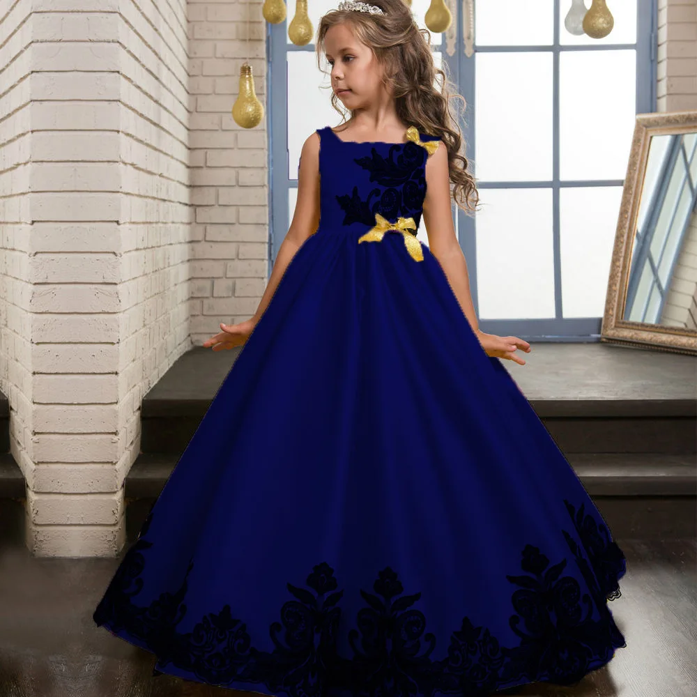 

Flower Girls Dress Autumn Sleeveless Princess Teenager Girl Party Dress for Wedding Children Birthday Party Clothes Ball Gown