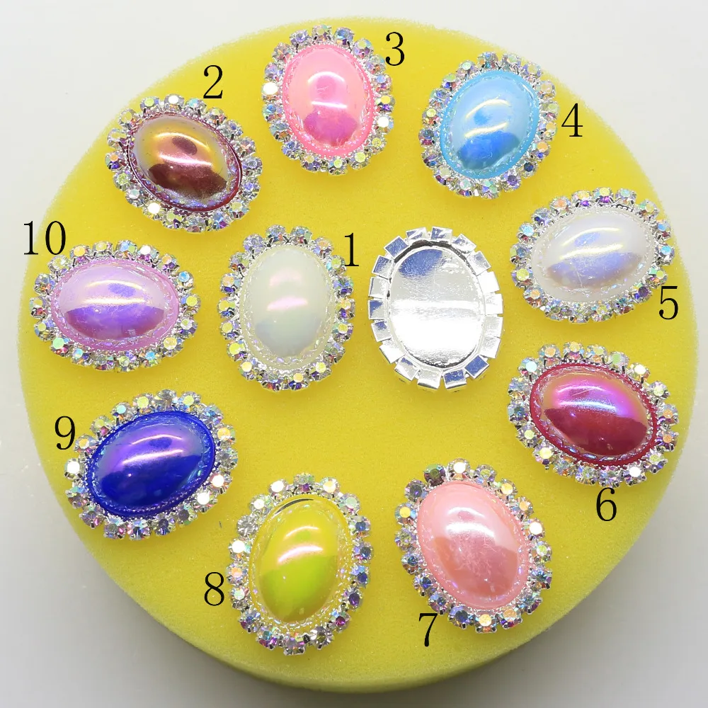 

10pcs/lot Supply Oval AB Rhinestone buttons/ Invitation ribbon wedding Decoraion buckles/ DIY Ornament accessories